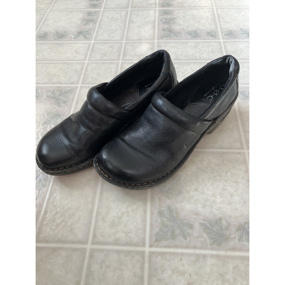 BOC Born BC3632 Women's Size 8M Peggy Black Leather Clogs Comfort Shoes